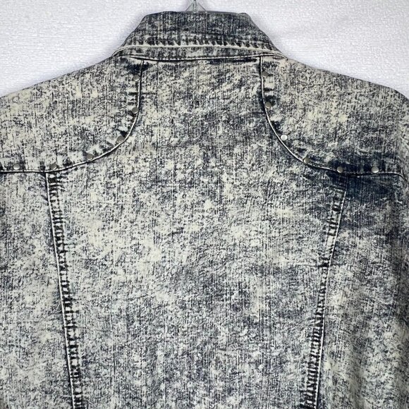 Acid Washed Cropped Jacket Denim SZ 12 Designed by Cosmic Belted‎ Punk 80's - Picture 8 of 16